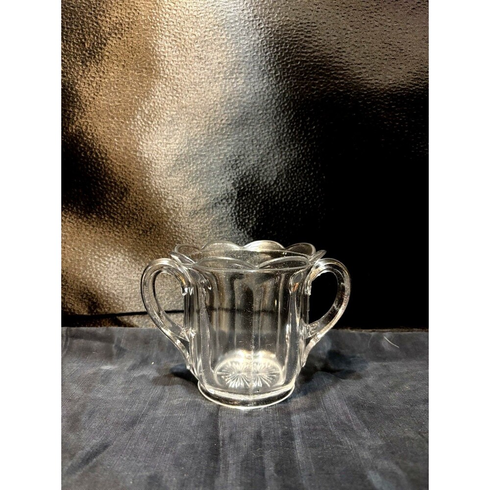Antique Higher Glass Colonial Estelle Open Sugar Bowl Two Handles EAPG 1910